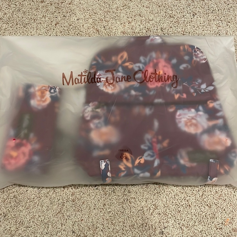 Matilda Jane Plum Floral Backpack and Wallet Set